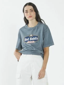 Thrills Co. Bad Habits Die Hard Merch Fit Tee - Airforce Blue