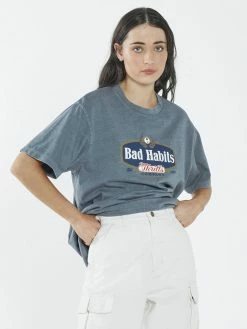 Thrills Co. Bad Habits Die Hard Merch Fit Tee - Airforce Blue 9 Thrills Co. Bad Habits Die Hard Merch Fit Tee - Airforce Blue