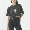 Thrills Co. Delirium Merch Super Crop Tee - Oil Green Tops & Tees