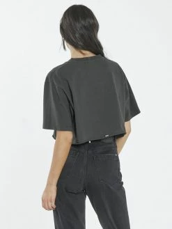 Thrills Co. Delirium Merch Super Crop Tee - Oil Green Tops & Tees