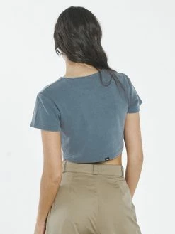 Thrills Co. Eagle Badge Baby Crop Tee - Airforce Blue