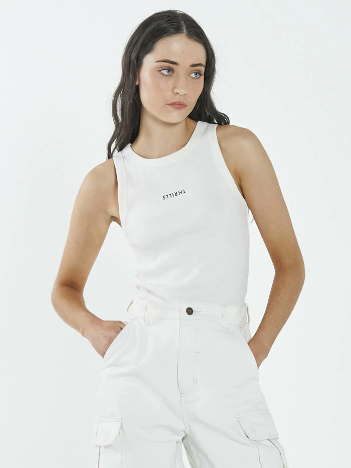Thrills Co. Minimal Thrills Racer Front Tank - Tofu 1% For The Planet 3 Thrills Co. Minimal Thrills Racer Front Tank - Tofu 1% For The Planet
