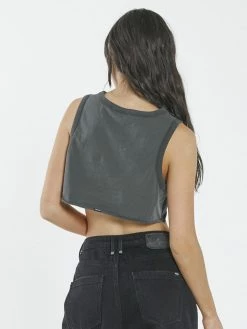 Thrills Co. Roadhouse Super Crop Tank - Merch Black Tops & Tees