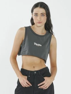 Thrills Co. Roadhouse Super Crop Tank - Merch Black Tops & Tees