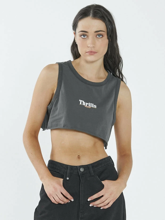 Thrills Co. Roadhouse Super Crop Tank - Merch Black Tops & Tees 3 Thrills Co. Roadhouse Super Crop Tank - Merch Black Tops & Tees
