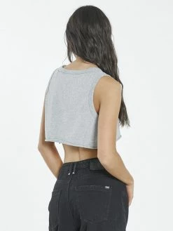 Thrills Co. Roadhouse Super Crop Tank - Vintage Marle Tops & Tees