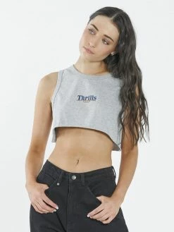 Thrills Co. Roadhouse Super Crop Tank - Vintage Marle Tops & Tees