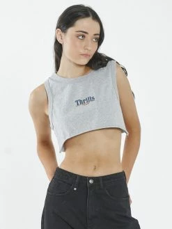 Thrills Co. Roadhouse Super Crop Tank - Vintage Marle Tops & Tees
