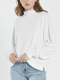 Thrills Co. 1% For The Planet Hemp Mock Neck Long Sleeve Tee - Dirty White