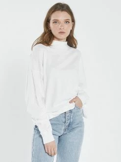 Thrills Co. 1% For The Planet Hemp Mock Neck Long Sleeve Tee - Dirty White