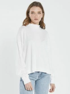 Thrills Co. 1% For The Planet Hemp Mock Neck Long Sleeve Tee - Dirty White
