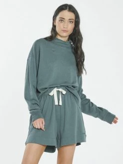 Thrills Co. 1% For The Planet Hemp Mock Neck Long Sleeve Tee - Vintage Teal