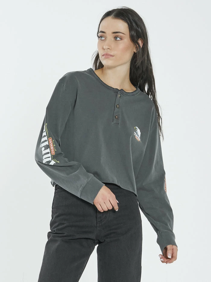 Thrills Co. Roadhouse Henley LS Merch Tee - Merch Black 6 Thrills Co. Roadhouse Henley LS Merch Tee - Merch Black