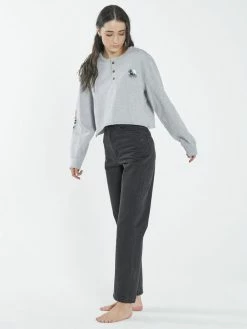 Thrills Co. Roadhouse Henley LS Merch Tee - Vintage Marle Tops & Tees