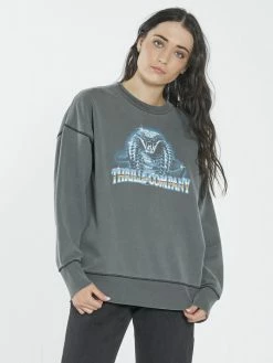 Thrills Co. Chrome Cobra Slouch Crew - Merch Black Sweaters & Fleece