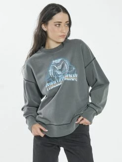 Thrills Co. Chrome Cobra Slouch Crew - Merch Black Sweaters & Fleece