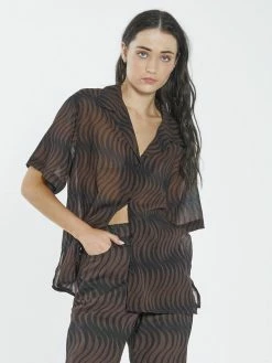 Thrills Co. Tops & Tees Paradise On Repeat Bowling Shirt - Washed Cocoa