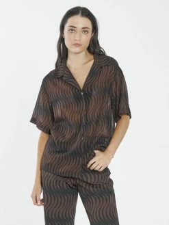 Thrills Co. Tops & Tees Paradise On Repeat Bowling Shirt - Washed Cocoa