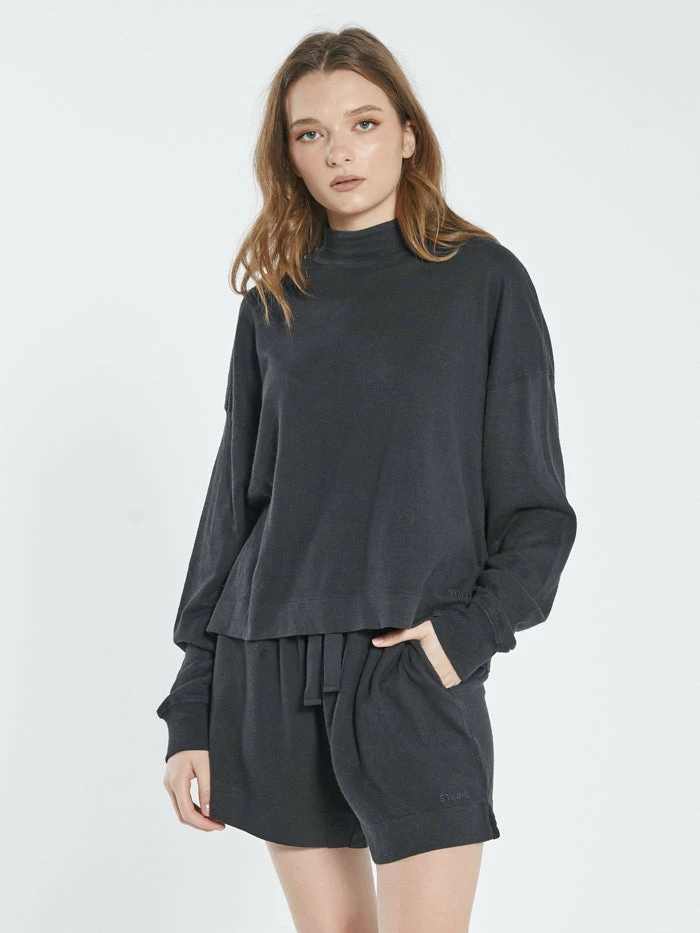 Thrills Co. Hemp Mock Neck Long Sleeve Tee - Black 3 Thrills Co. Hemp Mock Neck Long Sleeve Tee - Black