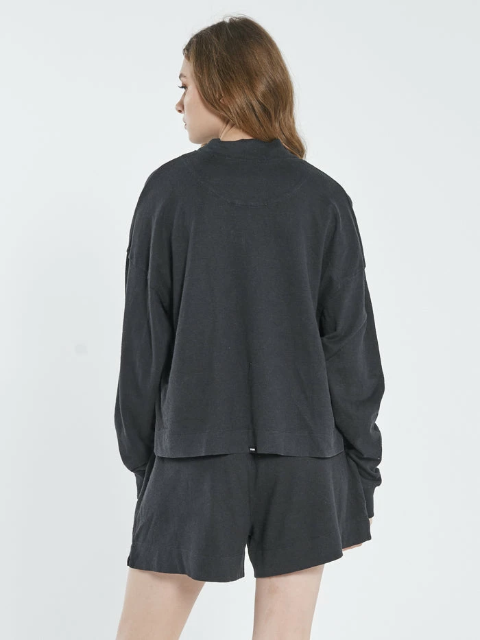 Thrills Co. Hemp Mock Neck Long Sleeve Tee - Black 4 Thrills Co. Hemp Mock Neck Long Sleeve Tee - Black