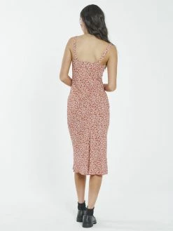 Thrills Co. Mallory Midi Bias Dress - Red