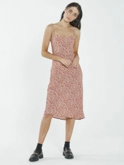 Thrills Co. Mallory Midi Bias Dress - Red