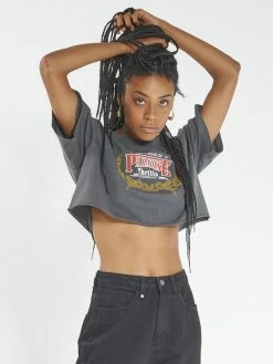 Thrills Co. Speed Wreath Merch Super Crop Tee - Merch Black Tops & Tees