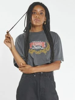 Thrills Co. Speed Wreath Merch Super Crop Tee - Merch Black Tops & Tees