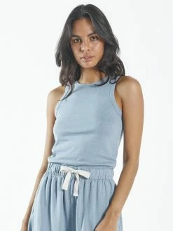 Thrills Co. Hemp Racer Front Tank - Steel Blue 1% For The Planet