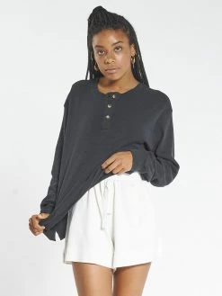 Thrills Co. Division Long Sleeve Henley - Black Hemp