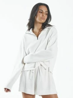 Thrills Co. Hemp 3/4 Zip Pullover - Dirty White