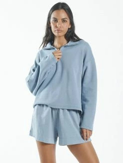 Thrills Co. Hemp 3/4 Zip Pullover - Steel Blue 1% For The Planet 9 Thrills Co. Hemp 3/4 Zip Pullover - Steel Blue 1% For The Planet