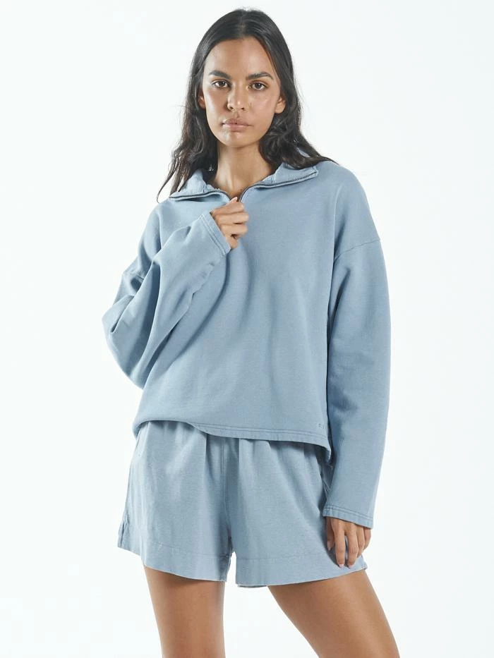 Thrills Co. Hemp 3/4 Zip Pullover - Steel Blue 1% For The Planet 6 Thrills Co. Hemp 3/4 Zip Pullover - Steel Blue 1% For The Planet