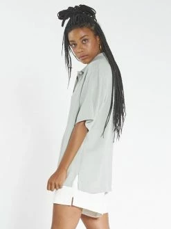 Thrills Co. Openwork Polo Shirt - Eucalyptus Tops & Tees