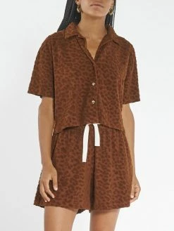 Thrills Co. Tops & Tees Panthera Terry Crop Shirt - Tobacco