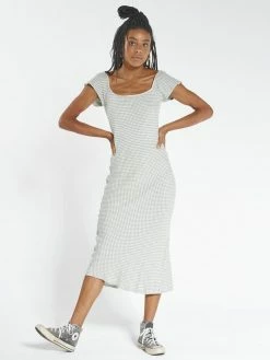 Thrills Co. Aalto Square Neck Bias Dress - Eucalyptus