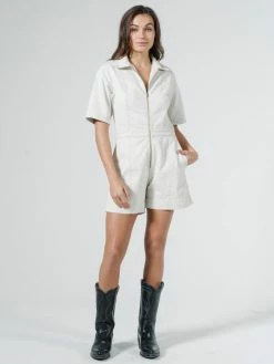 Thrills Co. Painter Denim Romper - Vintage Bone