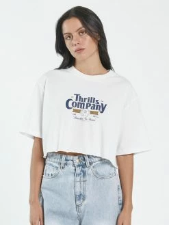 Thrills Co. Full Strength Merch Super Crop Tee - Dirty White
