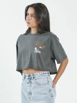 Thrills Co. Tops & Tees Gold Wing Merch Super Crop Tee - Merch Black
