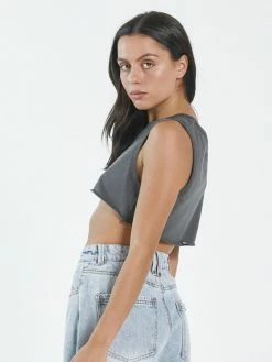 Thrills Co. Thrills Stamp Super Crop Tank - Merch Black 1% For The Planet