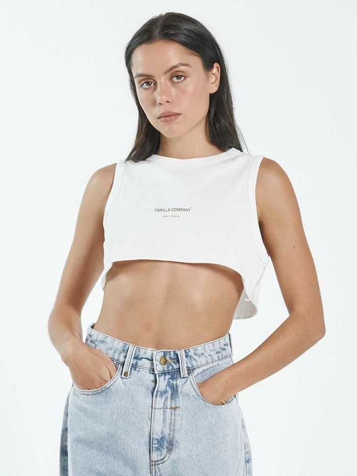 Thrills Co. Thrills Stamp Super Crop Tank - Tofu 1% For The Planet 3 Thrills Co. Thrills Stamp Super Crop Tank - Tofu 1% For The Planet