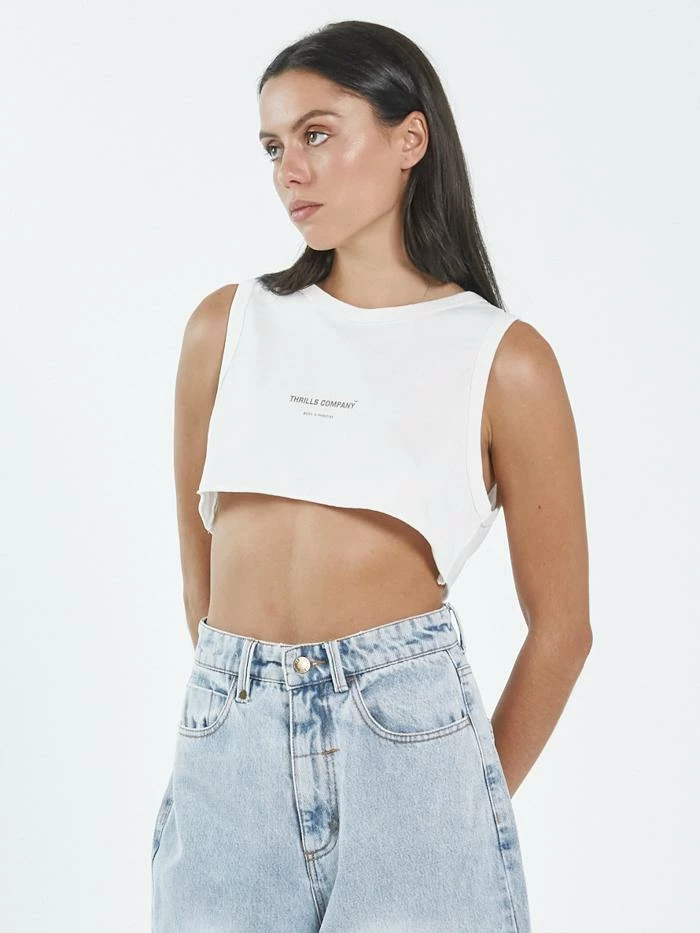 Thrills Co. Thrills Stamp Super Crop Tank - Tofu 1% For The Planet 7 Thrills Co. Thrills Stamp Super Crop Tank - Tofu 1% For The Planet