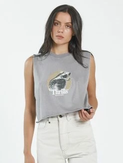 Thrills Co. Paranoia Crop Muscle - Washed Grey