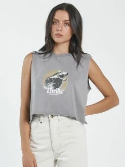 Thrills Co. Paranoia Crop Muscle - Washed Grey