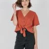 Thrills Co. Crop Tie Shirt - Rocker Red