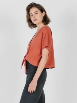 Thrills Co. Crop Tie Shirt - Rocker Red 9 Thrills Co. Crop Tie Shirt - Rocker Red