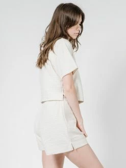 Thrills Co. Terry Crop Shirt - Unbleached Tops & Tees