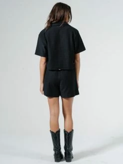 Thrills Co. Terry Crop Shirt - Black