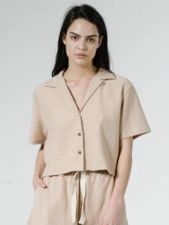 Thrills Co. Terry Crop Shirt - Almond