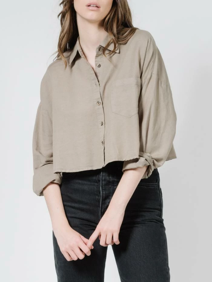 Thrills Co. Liv Shirt - Army Fade Linen 3 Thrills Co. Liv Shirt - Army Fade Linen